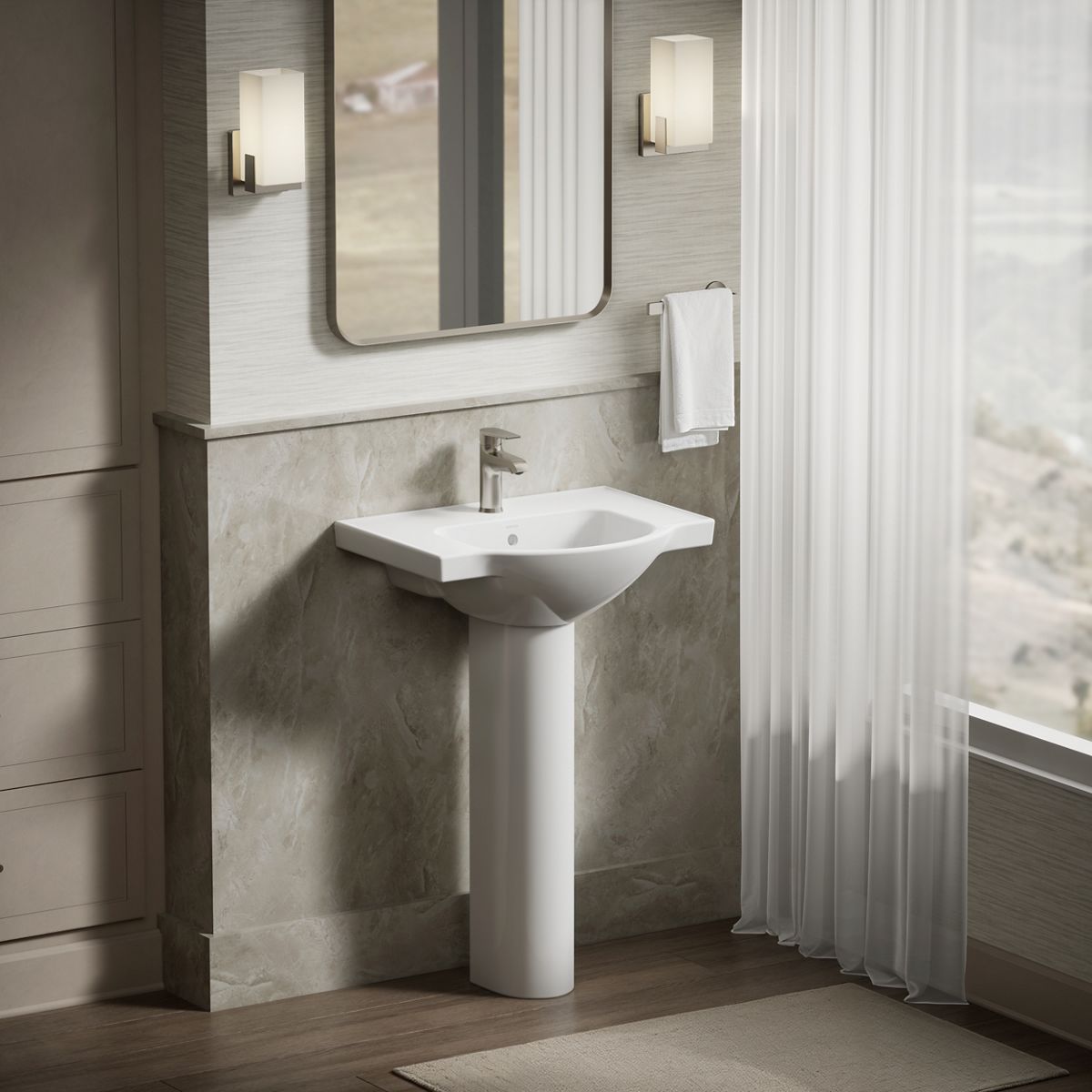 KOHLER K-5248-1 Veer 24" square pedestal bathroom sink