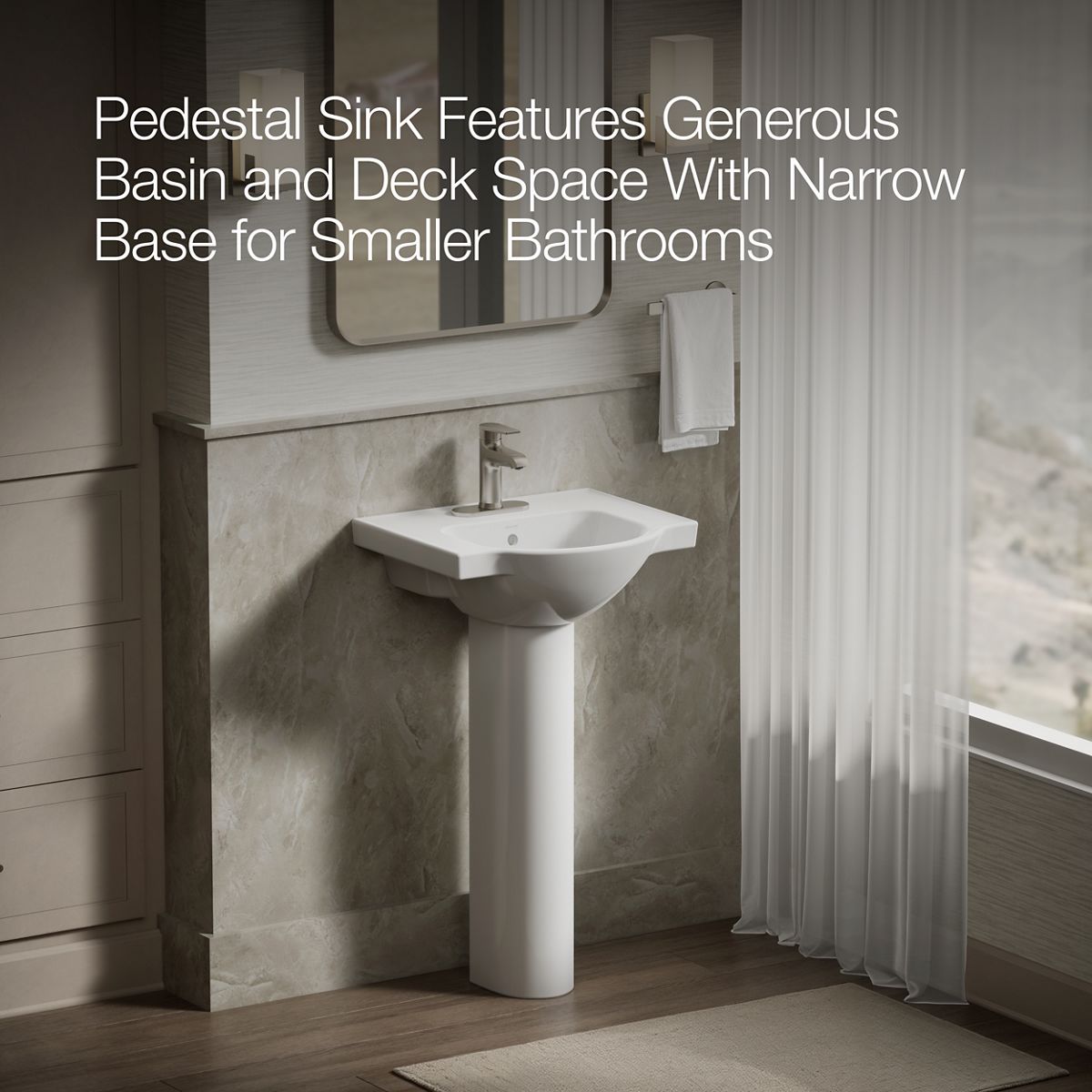 KOHLER 5265-4 Veer 21" pedestal bathroom sink with 4" centerset faucet holes