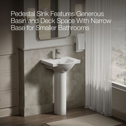 KOHLER 5265-4 Veer 21" pedestal bathroom sink with 4" centerset faucet holes