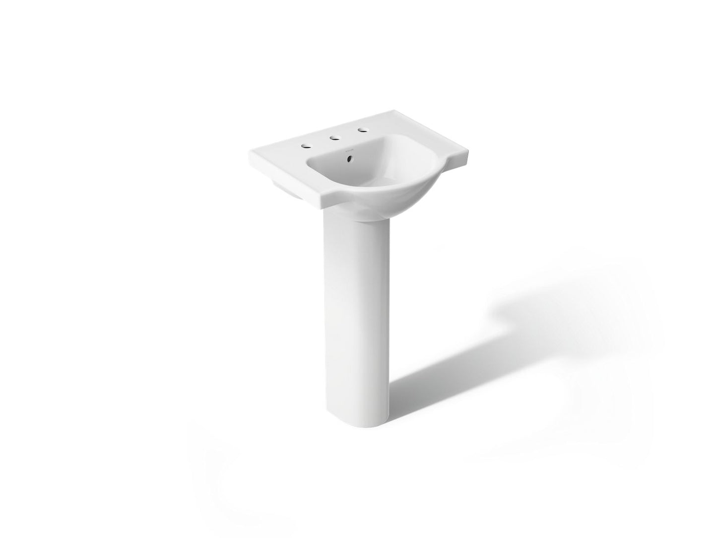 KOHLER 5265-8 Veer 21" pedestal bathroom sink with 8" widespread faucet holes