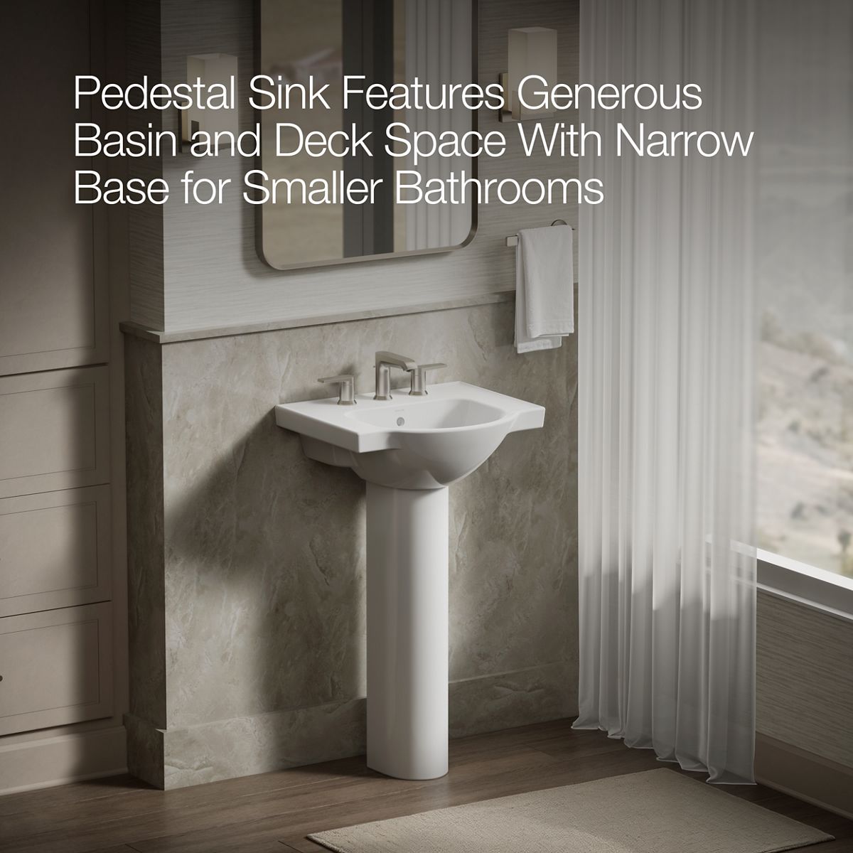 KOHLER 5265-8 Veer 21" pedestal bathroom sink with 8" widespread faucet holes
