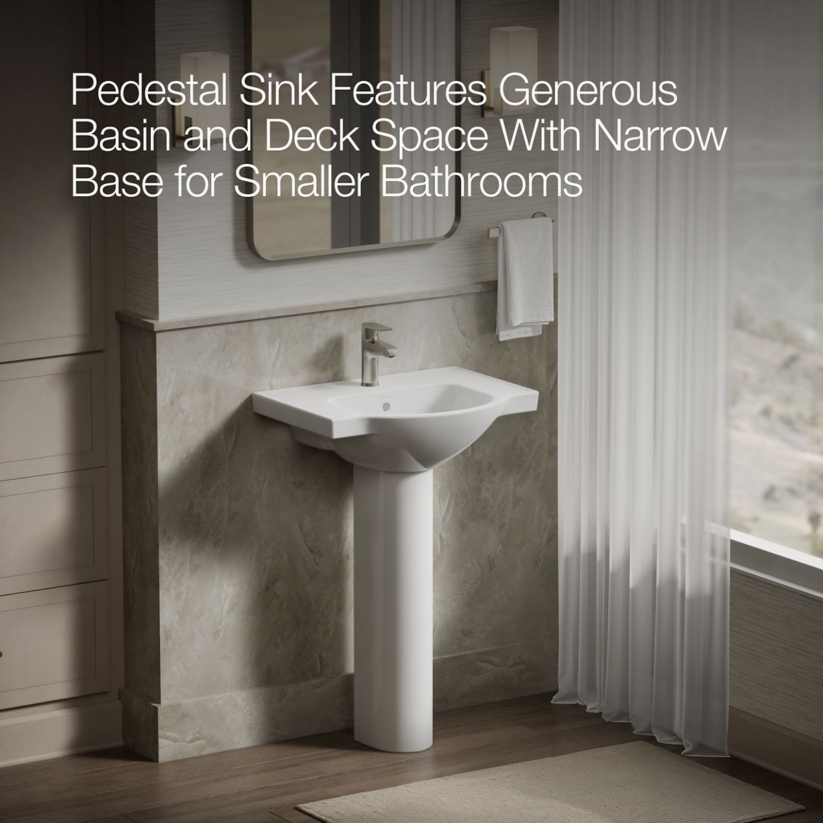 KOHLER 5266-1 Veer 24" pedestal bathroom sink with single faucet hole