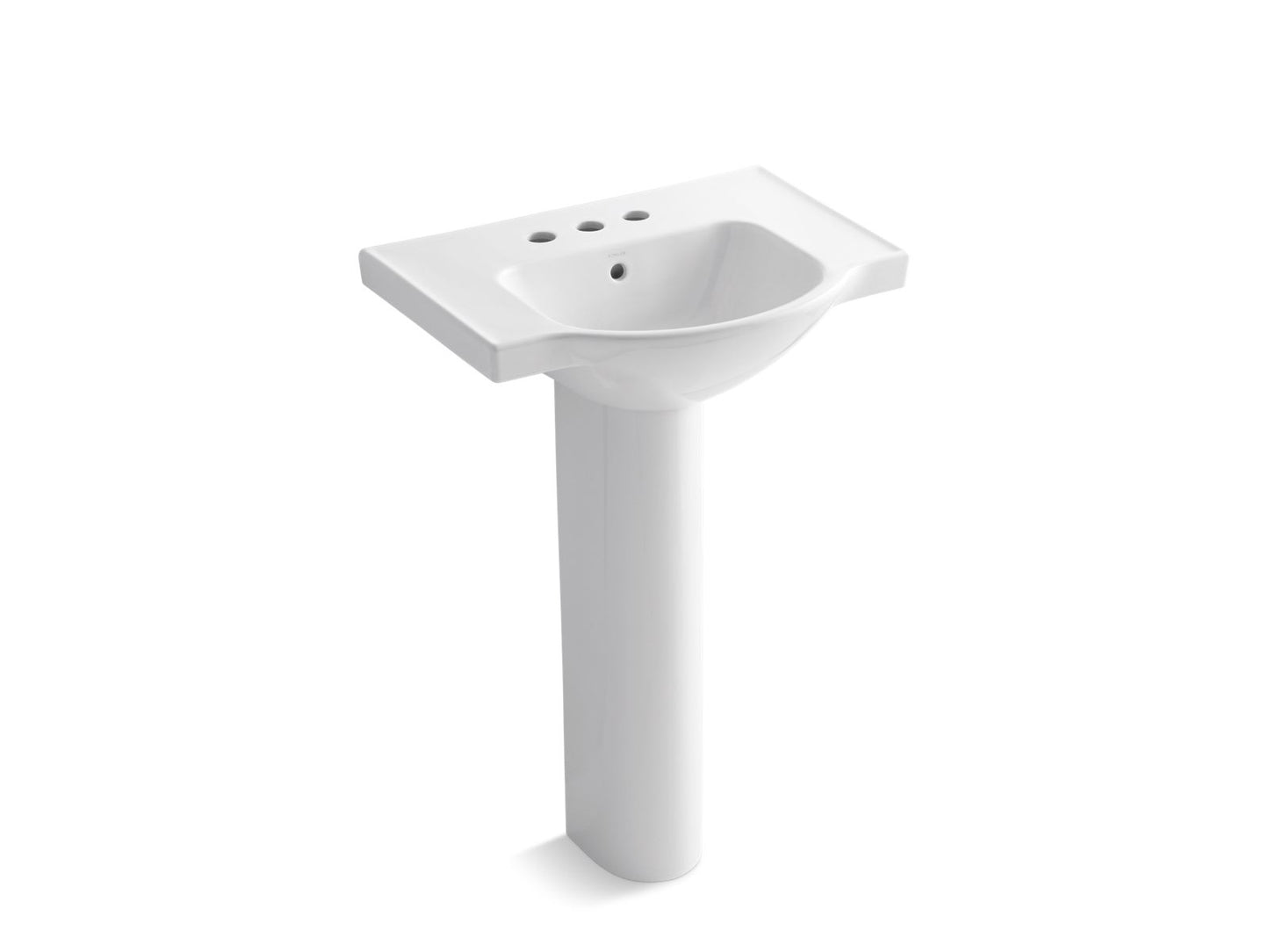 KOHLER 5266-4 Veer 24" pedestal bathroom sink with 4" centerset faucet holes