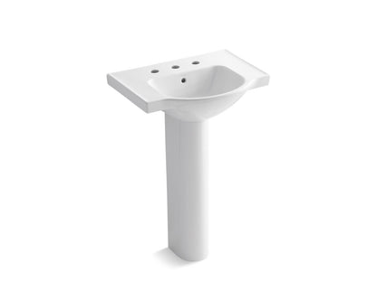 KOHLER 5266-8 Veer 24" pedestal bathroom sink with 8" widespread faucet holes