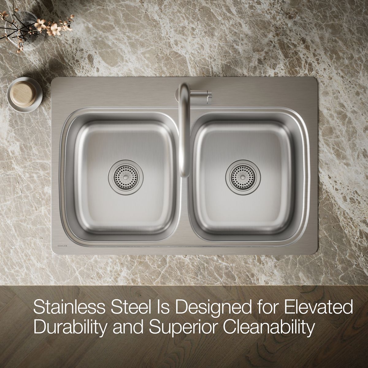 KOHLER K-5267-1 Verse 33" top-mount double-bowl kitchen sink