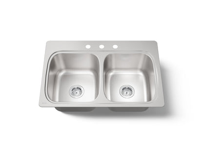 KOHLER K-5267-3 Verse 33" top-mount double-bowl kitchen sink