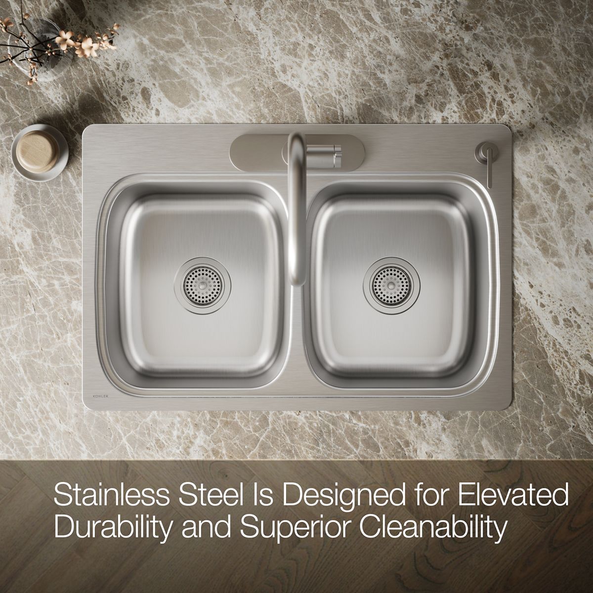 KOHLER K-5267-4 Verse 33" top-mount double-bowl kitchen sink