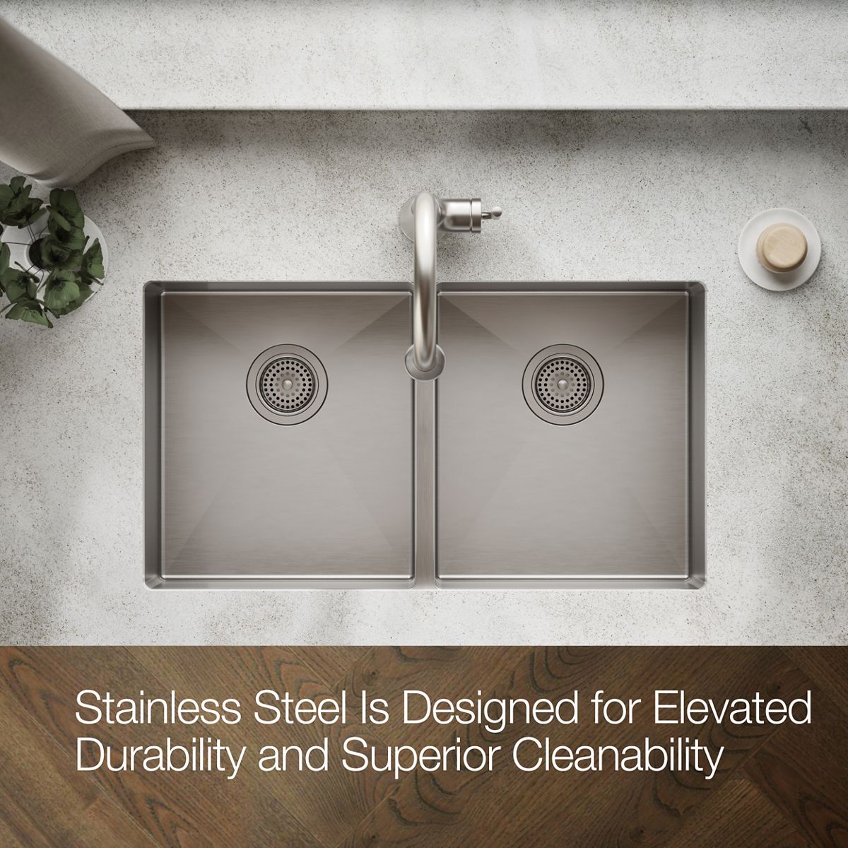 KOHLER K-5281 Strive 32" undermount double-bowl kitchen sink with accessories