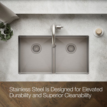 KOHLER K-5281 Strive 32" undermount double-bowl kitchen sink with accessories