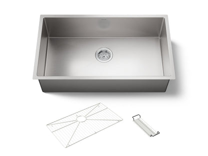 KOHLER K-5285 Strive 32" undermount single-bowl kitchen sink with accessories
