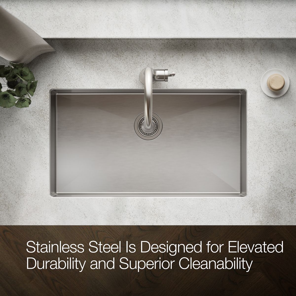 KOHLER K-5285 Strive 32" undermount single-bowl kitchen sink with accessories