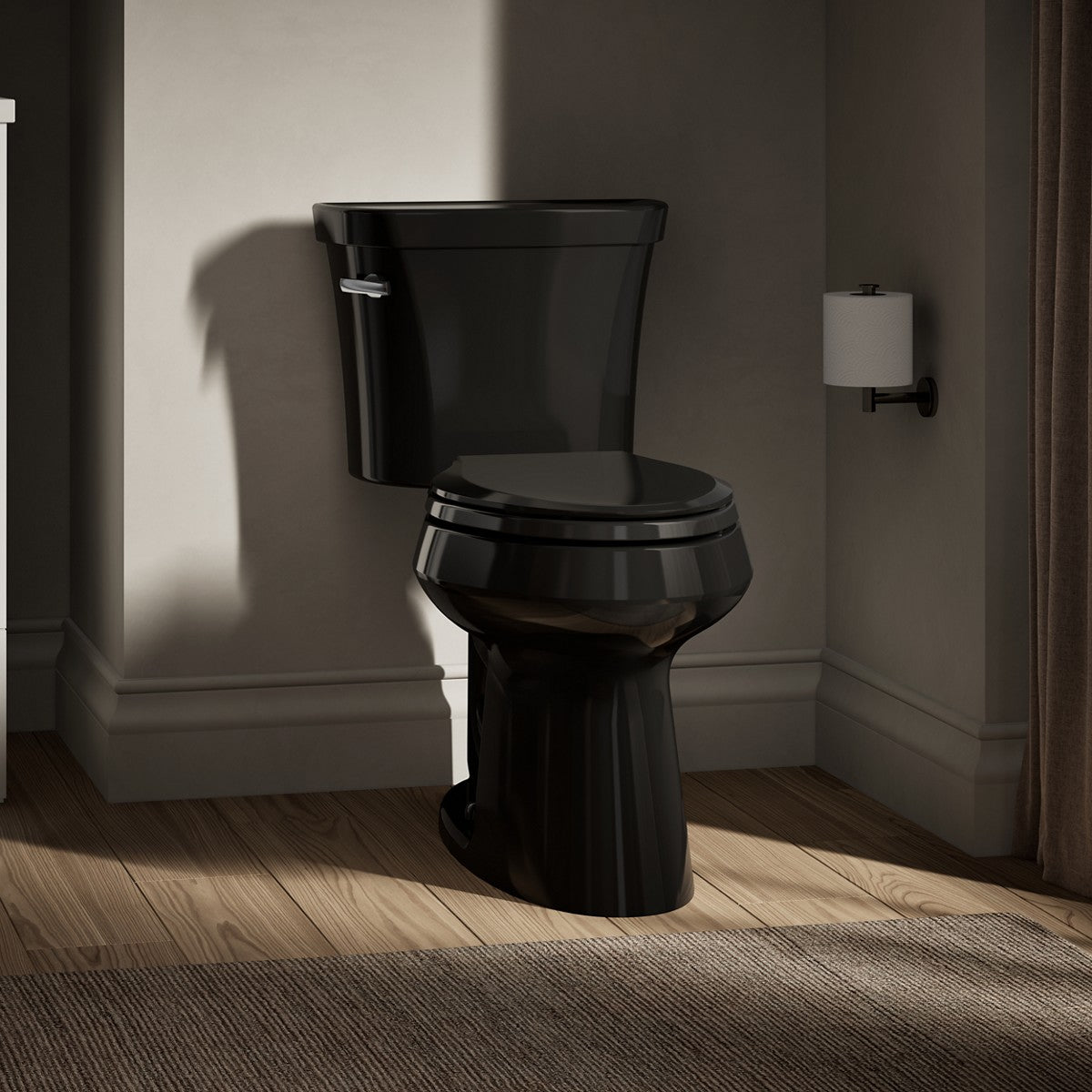 KOHLER K-5298 Highline ComForteeight Two-piece elongated 1.0 gpf chair height toilet, black - view 4
