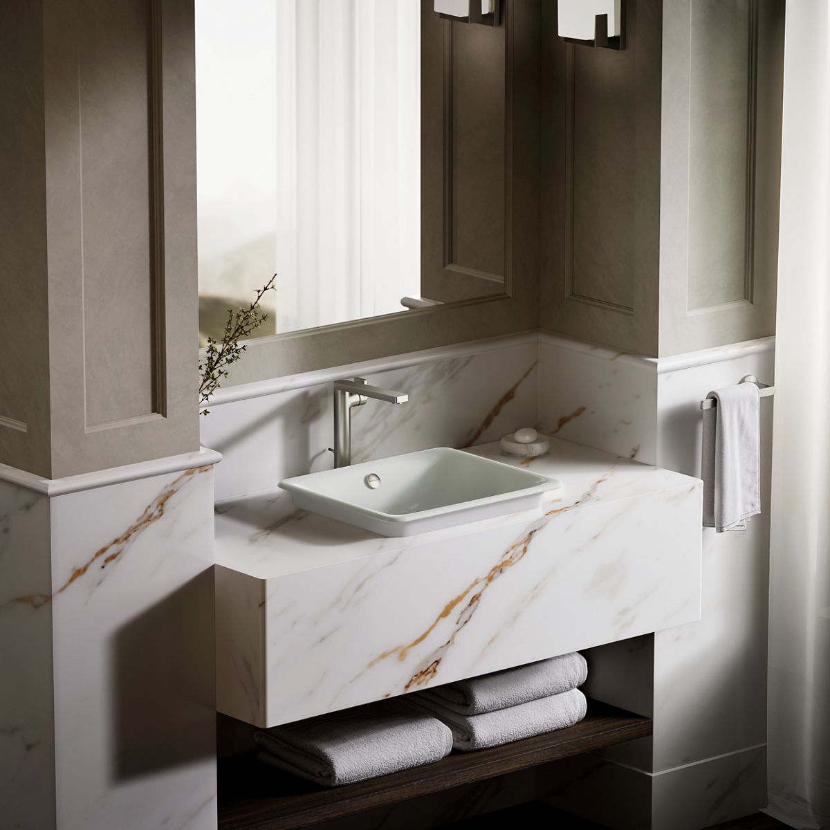 KOHLER K-5400-W Iron Plains 18-1/2" rectangular vessel bathroom sink