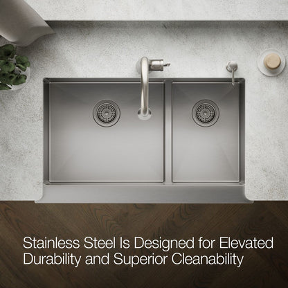 KOHLER K-5416 Strive Smart Divide 35-1/2" undermount double-bowl farmhouse kitchen sink