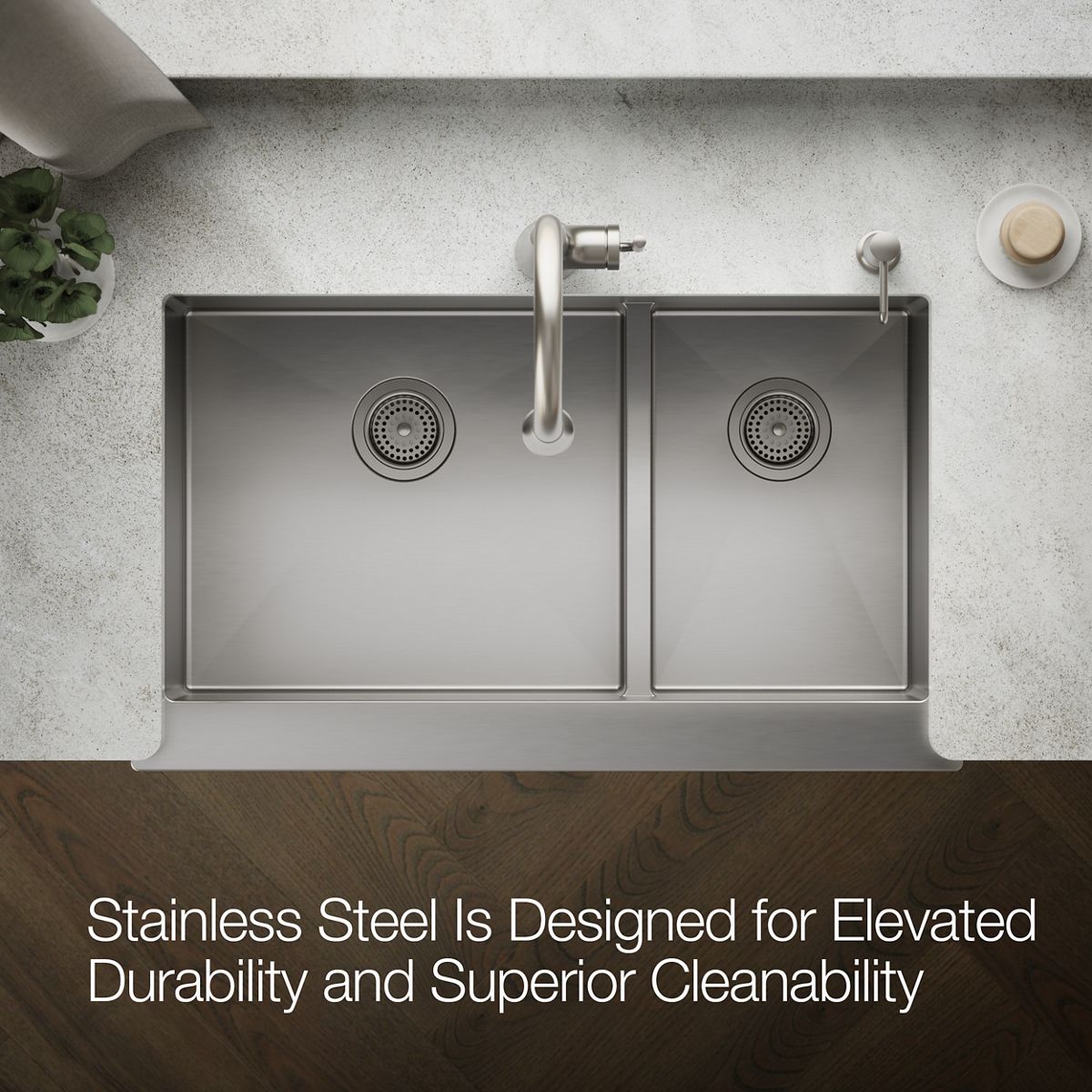 KOHLER K-5416 Strive Smart Divide 35-1/2" undermount double-bowl farmhouse kitchen sink