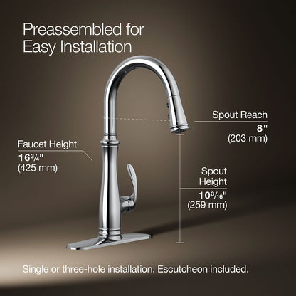 KOHLER K-560 Bellera Pull-down kitchen sink faucet with three-function sprayhead