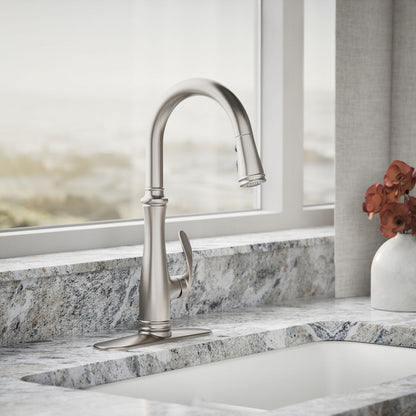 KOHLER K-560 Bellera Pull-down kitchen sink faucet with three-function sprayhead