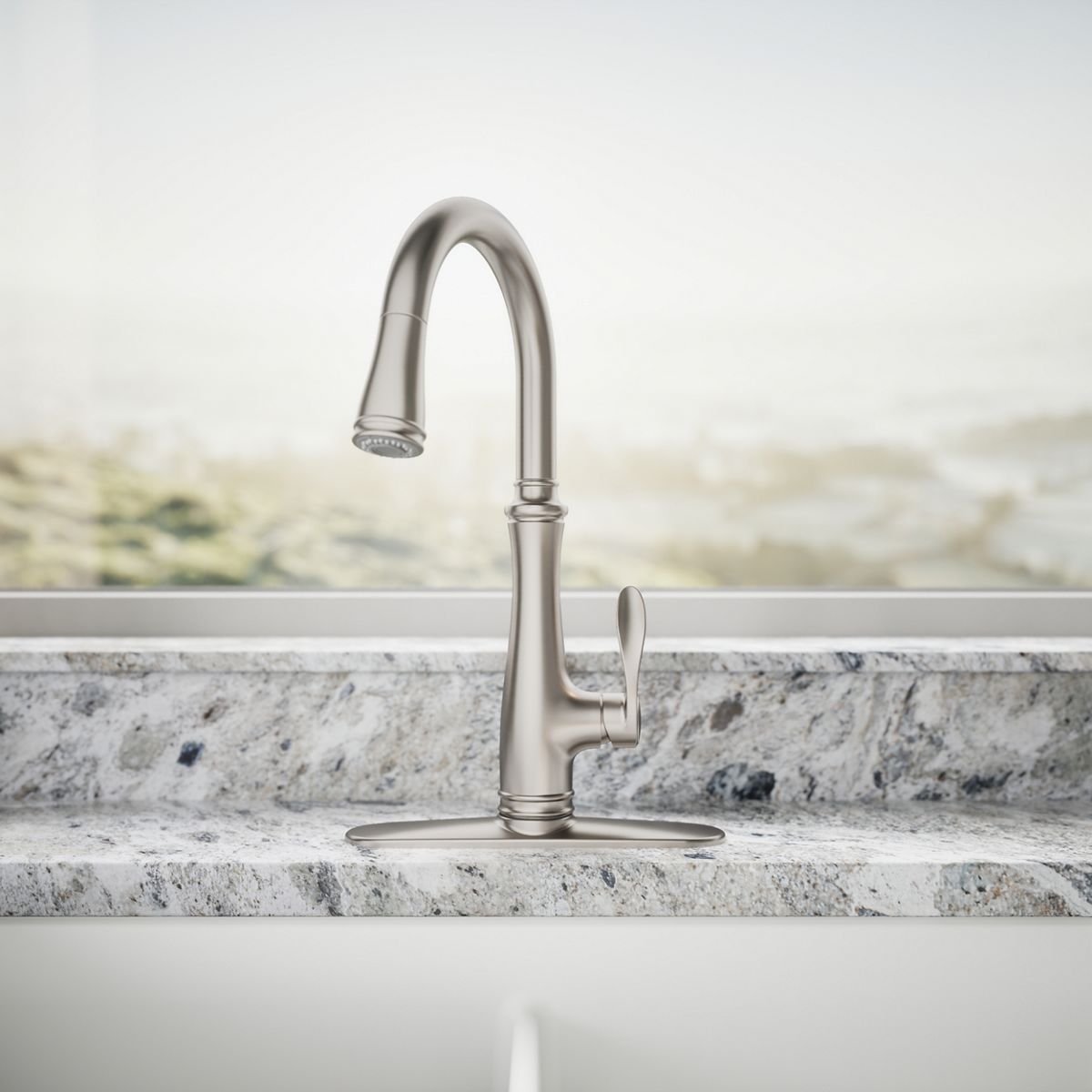 KOHLER K-560 Bellera Pull-down kitchen sink faucet with three-function sprayhead