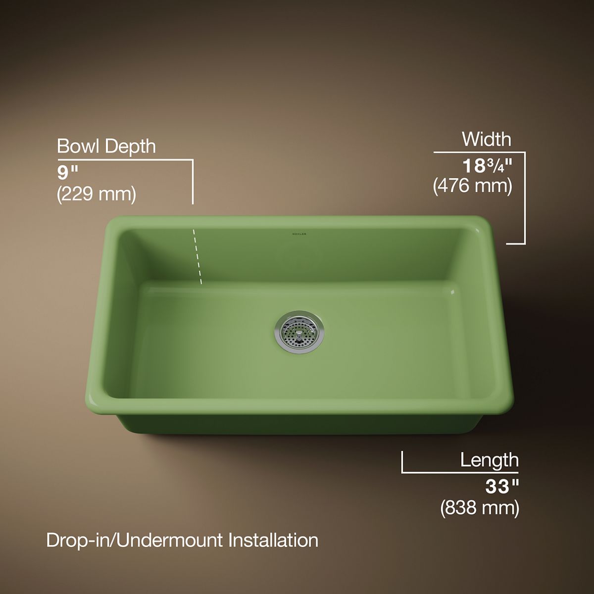 KOHLER K-5707 Iron/Tones 33" top-/undermount single-bowl kitchen sink