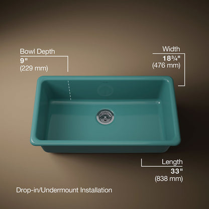KOHLER K-5707 Iron/Tones 33" top-/undermount single-bowl kitchen sink