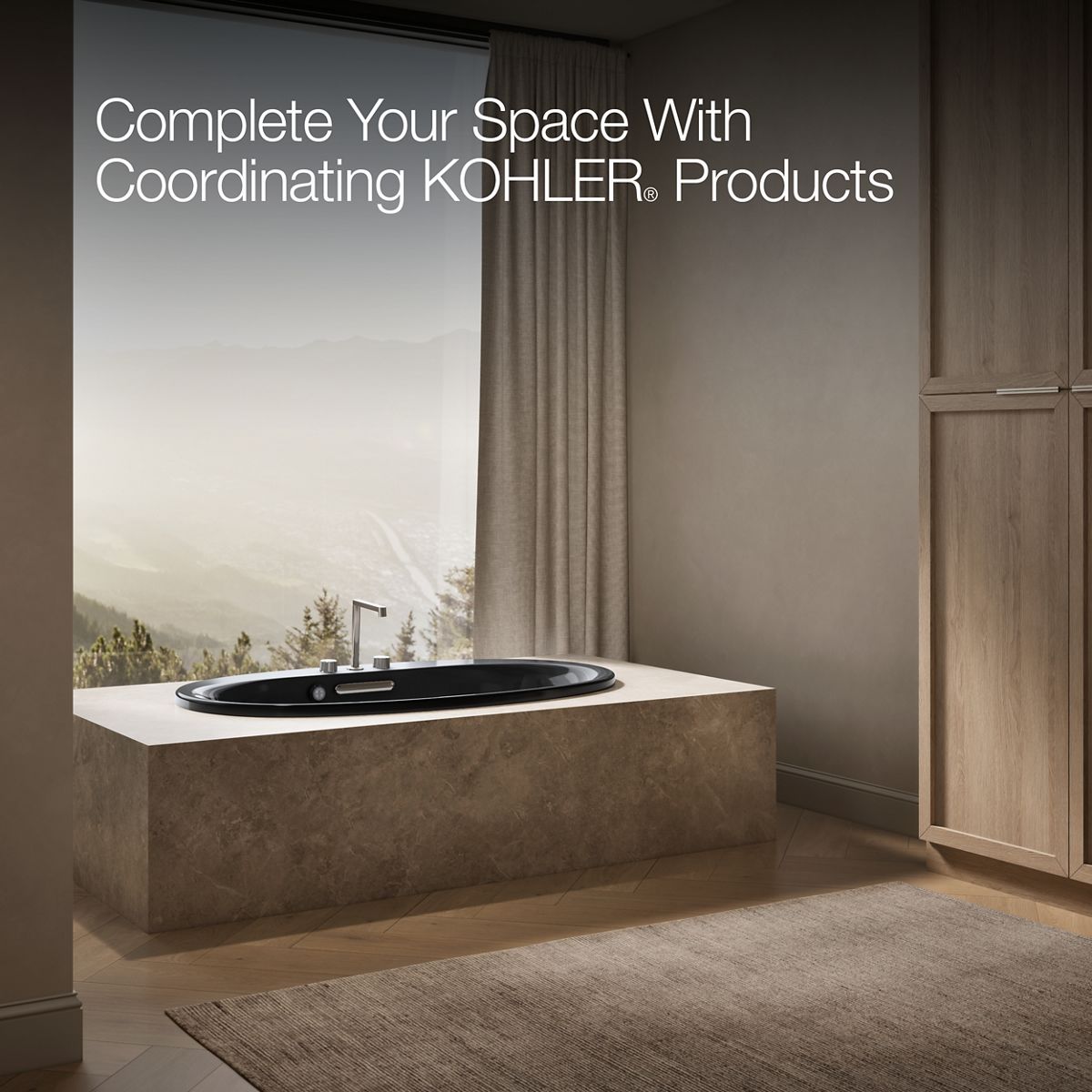 KOHLER K-5713-W1 Underscore 59-3/4" x 35-3/4" drop-in bath with Bask heated surface