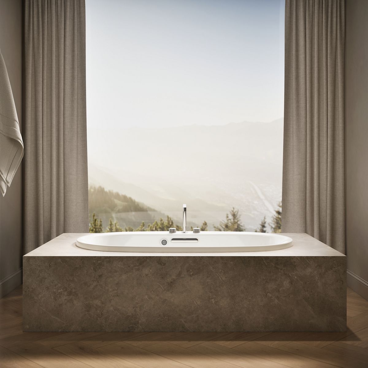 KOHLER K-5715-W1 Underscore 65-1/2" x 35-3/4" drop-in bath with Bask heated surface