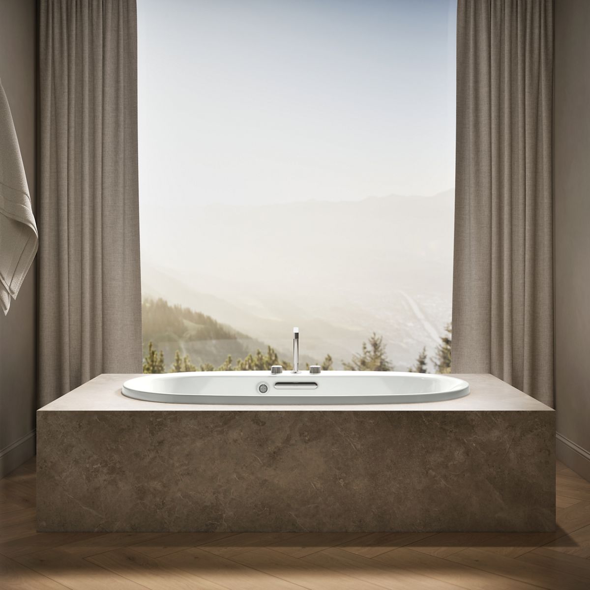 KOHLER K-5715-W1 Underscore 65-1/2" x 35-3/4" drop-in bath with Bask heated surface