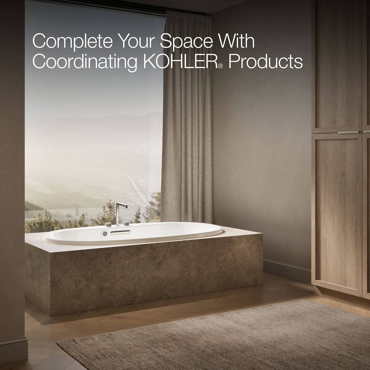 KOHLER K-5717-W1 Underscore 71-1/2" x 41-1/2" drop-in bath with Bask heated surface