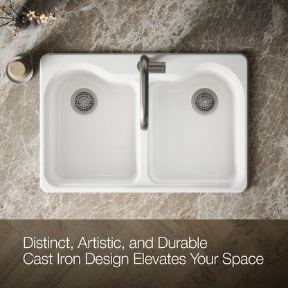 KOHLER Hartland 33" top-mount double-bowl kitchen sink