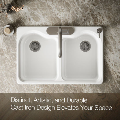 KOHLER Hartland 33" top-mount double-bowl kitchen sink