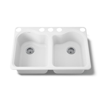 KOHLER K-5818-5U Hartland 33" undermount double-bowl kitchen sink
