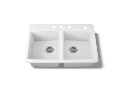 KOHLER K-5846-4 Brookfield 33" top-mount double-bowl kitchen sink