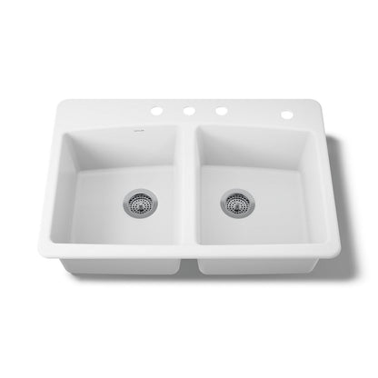 KOHLER K-5846-4 Brookfield 33" top-mount double-bowl kitchen sink