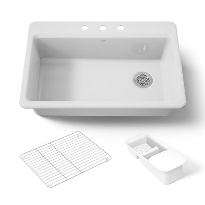 KOHLER K-5871-3A2 Riverby 33" top-mount single-bowl workstation kitchen sink