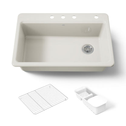 KOHLER K-5871-4A2 Riverby 33" top-mount single-bowl workstation kitchen sink