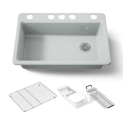 KOHLER K-5871-5UA3 Riverby 33" undermount single-bowl workstation kitchen sink