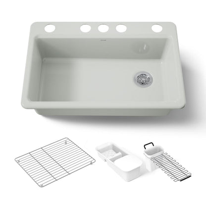 KOHLER K-5871-5UA3 Riverby 33" undermount single-bowl workstation kitchen sink