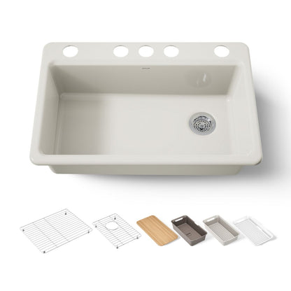 KOHLER Riverby 33" undermount single-bowl workstation kitchen sink