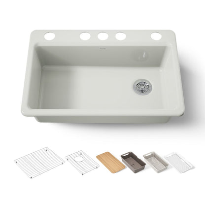 KOHLER Riverby 33" undermount single-bowl workstation kitchen sink