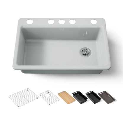 KOHLER Riverby 33" undermount single-bowl workstation kitchen sink