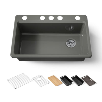 KOHLER Riverby 33" undermount single-bowl workstation kitchen sink
