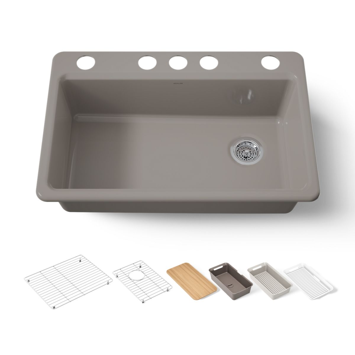 KOHLER Riverby 33" undermount single-bowl workstation kitchen sink