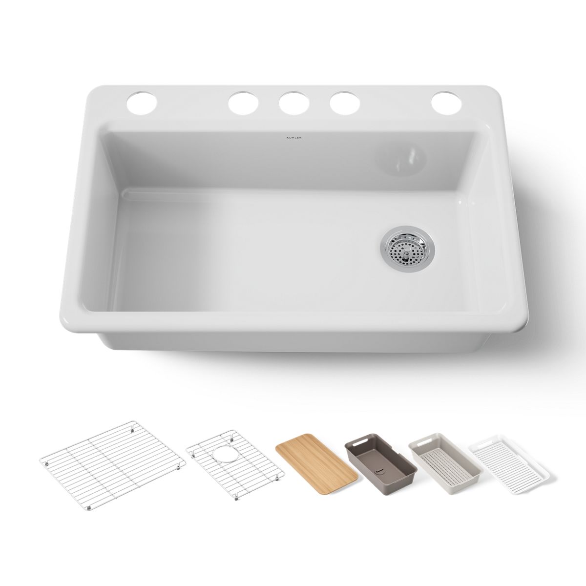 KOHLER Riverby 33" undermount single-bowl workstation kitchen sink