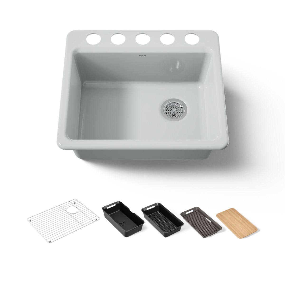 KOHLER Riverby 25" undermount single-bowl workstation kitchen sink