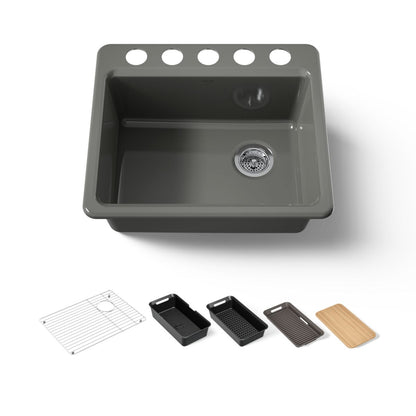KOHLER Riverby 25" undermount single-bowl workstation kitchen sink