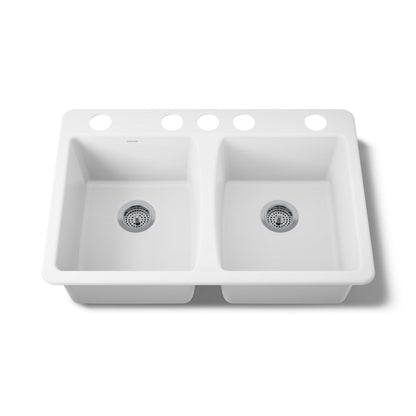 KOHLER K-5873-5U Deerfield 33" undermount double-bowl kitchen sink