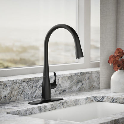 KOHLER K-596 Simplice Pull-down kitchen sink faucet with three-function sprayhead