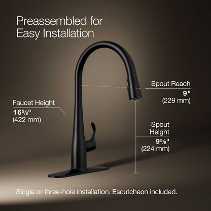 KOHLER K-596 Simplice Pull-down kitchen sink faucet with three-function sprayhead