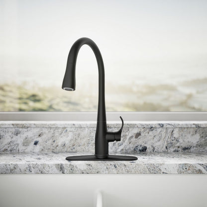 KOHLER K-596 Simplice Pull-down kitchen sink faucet with three-function sprayhead