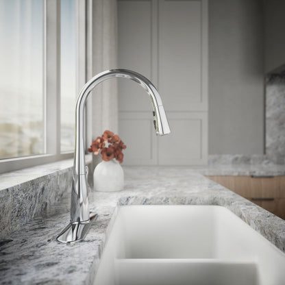 KOHLER K-596 Simplice Pull-down kitchen sink faucet with three-function sprayhead